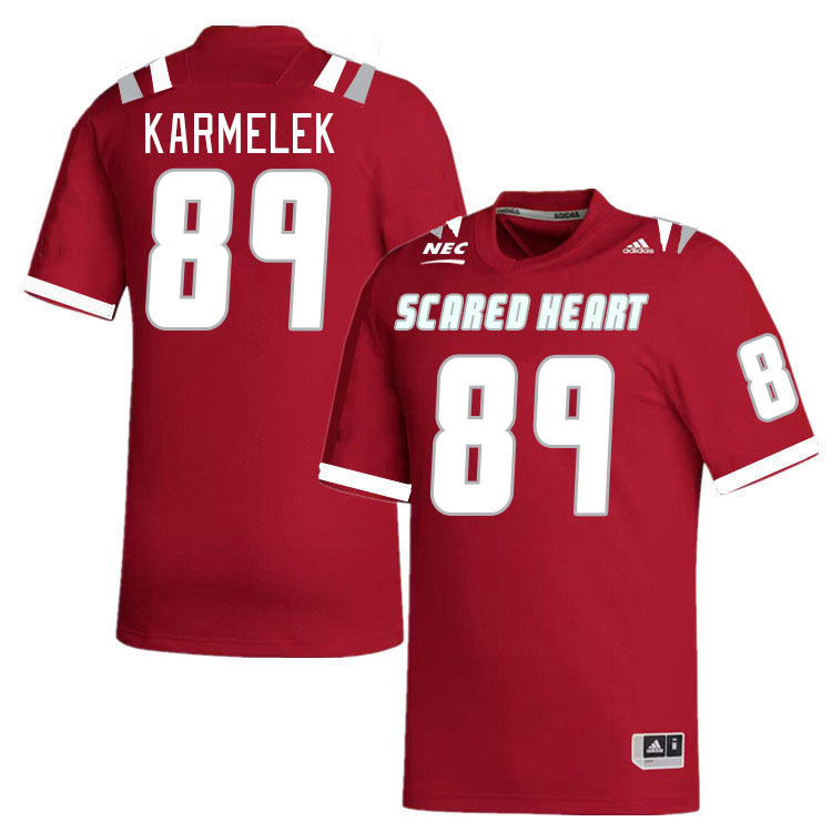 Men-Youth #89 Brady Karmelek Scared Heart Pioneers 2023 College Football Jerseys Stitched Sale-Red